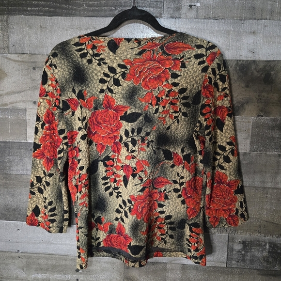 Vintage Brittany Black Red Floral Blouse - Picture 4 of 6